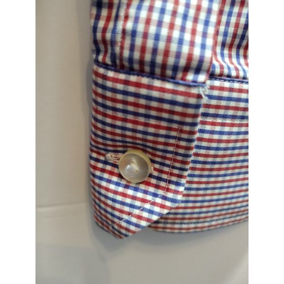 Eton Shirt Men Slim Fit 16/41 Blue Red Check Casual Preppy Office Button Down - Picture 7 of 8